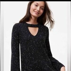 LOFT black speckled cutout choker sweater.
